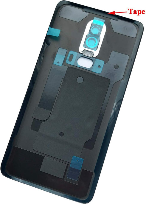 ubrokeifixit for Oneplus 6 Rear Panel Back Glass Door Cover Replacement for Oneplus 6 A6000 A6003 6.28",Pre-Cut Tape Mirror-Black/A6000...