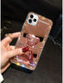 LUVI Mirror Case for iPhone 12/iPhone 12 Pro 6.1 inch Bling Diamond Glitter Case with Bear Ring Holder Kickstand Stand Rhinestone Crystal Cute for...