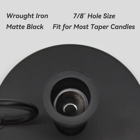 Taper Candle Holders for Candlesticks with Handle, Matte Black Wrought Iron Metal Candle Stick Holders for 7/8" Candles, Set of 2...