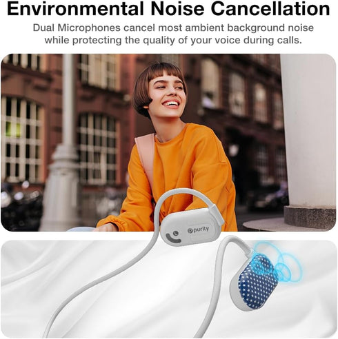 Purity Air Open Ear Headphones - True Air Conduction Wireless Bluetooth Open Ear Earbuds with Dual Mic for iPhone/Android - Secured Long Wearing C...
