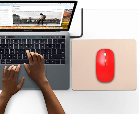 2 Pack Gaming Aluminum Mouse Pad (Gold & Grey) Compatible with Magic Mouse, DaKuan Smooth Magic Ultra Thin Double Side Mouse Mat for Fast and Accu...