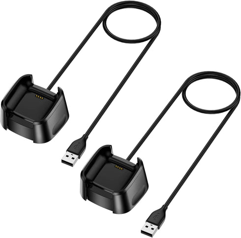 QIBOX Charger Compatible with Fitbit Versa 2 (Not for Versa/Versa Lite), 2-Pack Replacement USB Charging Cable Dock Stand for Versa 2 Health & Fit...