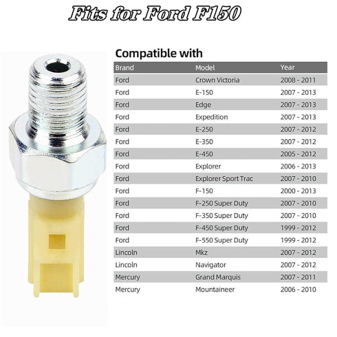 6U5Z9278D Engine Oil Pressure Sensor for Ford F150, Explorer, Ranger, Mustang - Oil Pressure Switch Replaces SW6357 1U5T9278DA, 1U5Z9278DA, 6U5Z92...
