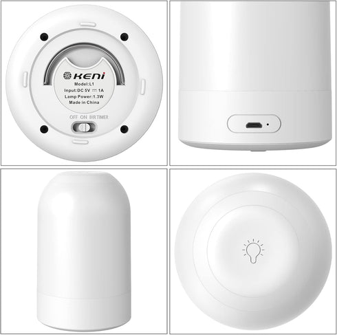 G Keni LED Touch Bedside Table Lamp, Baby Night Light for Kids, Dimmable Nursery Lamp with Timer, Nightstand Lamp for for Living Room, USB Recharg...