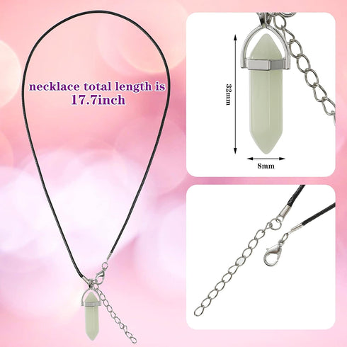 3 Pieces Halloween Luminous Fluorescent Crystal Necklaces Glow in the Dark Crystal Pendant Necklaces Hexagonal Gemstone Chain Necklaces...
