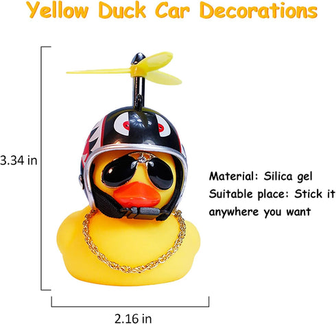 wonuu Rubber Duck Car Ornaments Yellow Duck Car Dashboard Decorations with Propeller Helmet...