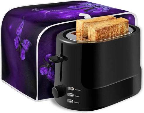 Purple Butterfly Print Toaster Cover 2 Slice Wide Slot, Lightweight Toaster Cover Dust Protection Washable Appliance Bag Bread Maker Cover...