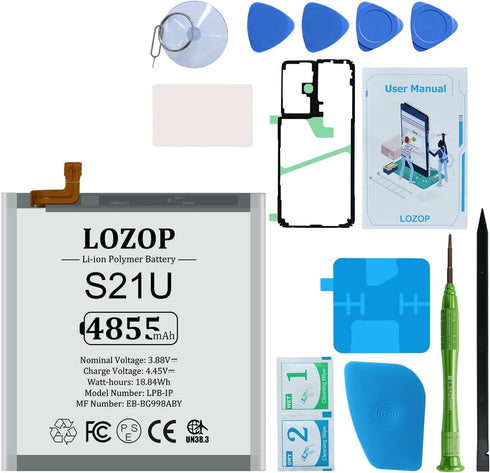 S21 Ultra Battery Replacement Kit for Samsung Galaxy S21 Ultra SM-G998U/U1/N/B/W and Other All G998 Models with Repair Tools Kit and User Manual...