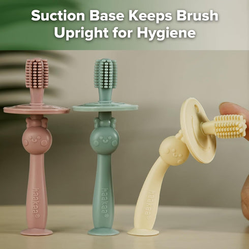 haakaa Infant Toothbrush, Easy to Hold 360° Baby Toothbrush, Train 6month+ Infants Babies and Toddlers for Oral Hygiene, Teether Effect for Sore G...