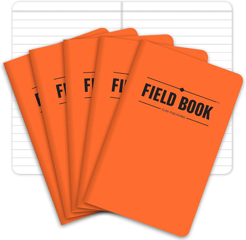 Elan Publishing Company Field Notebook/Pocket Journal - 3.5"x5.5" - Orange - Lined Memo Book - Pack of 5...
