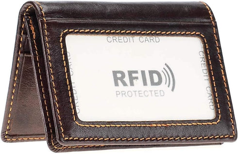 HAWEE Men’s Bifold Front Pocket Wallet Genuine Leather RFID Blocking Card Billfold...