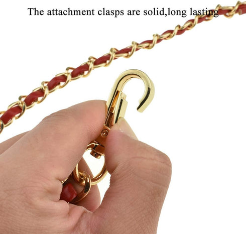 HAHIYO Metal Plus Synthetic Leather Purse Chain Strap Length 31.5 Inches Red Gold for Shoulder Cross Body Sling Purse Handbag Clutch Replacement C...