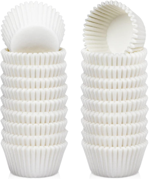 Caperci 500 Count Mini Cupcake Liners White Muffin Liners Greaseproof No Smell Small Cupcake Wrappers Baking Cups...