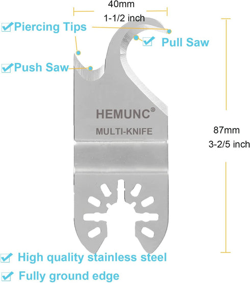 3PCS Oscillating Multitool Saw Blades, Oscillating Multi Tool Hook Knife Blade for Cutting Roofing Shingles, PVC Carpet, and Cardboard, Fit Dewalt...