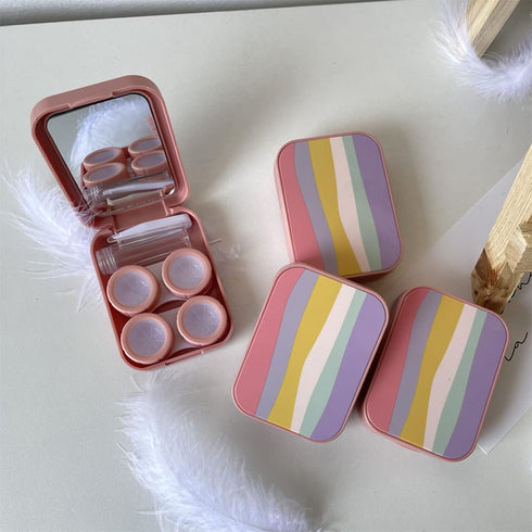 Pink Contact Lens Case Travel Kit Portable Contact Case with Mirror Tweezers Remover Tool Solution Bottle for Daily Outdoor Office...