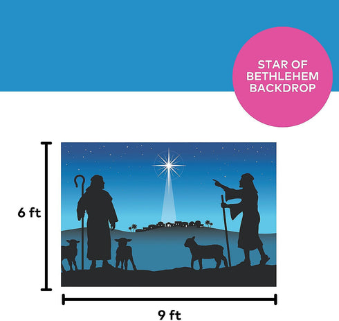 Fun Express - Star Of Bethlehem Backdrop Banner for Christmas - Party Decor - Wall Decor - Preprinted Backdrops - Christmas - 3 Pieces...