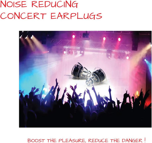 High-Fidelity Concert Earplugs Reusable Noise-Reduction Ear Plugs Set with Two Sizes Included - For Rave, Live Music, Festivals, Marching Bands, L...