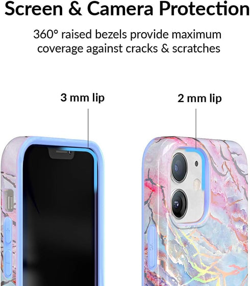 Velvet Caviar Compatible with iPhone 12 Mini Case for Women Cute - 10ft Drop Tested - Protective Phone Cover (Holographic Pink Blue Marble)...
