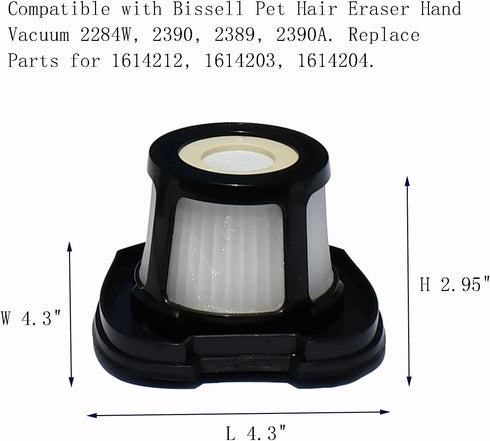 Vacuum Filter Replacement for Bissell 2284W, 2390, 2389, 2390A, Replace Parts for 1614212, 1614203, 1614204,4 Mesh Filters and 4 Foam Filters...