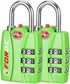 Forge TSA Luggage Combination Lock - Open Alert Indicator, Easy Read Dials, Alloy Body- Ideal for Travel, Lockers, Bags (Green 2Pk)...
