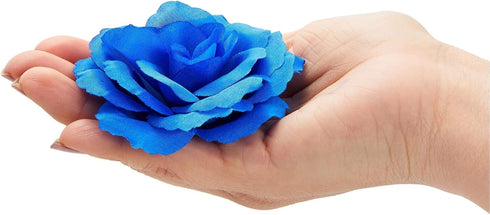 Bright Creations Blue Roses Artificial Flowers - Set of 50 3 in Stemless Silk Roses - Royal Blue Reusable Water-Resistant Faux Bouquet Decor for W...