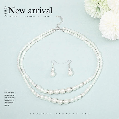 Unicra 1920s Gatsby Pearl Jewelry Set Vintage Crystal Bride Necklace Earrings Set Silver Pearl Multilayer Bridal Necklace Jewelry Accessories for ...