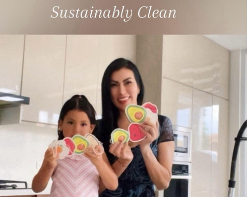 Cellulose Sponges - Pack of 4 Sponges with Fun Shapes and Motivational Words, Perfect for Cleaning - Sturdy and Natural Household Cleaning Sponges...