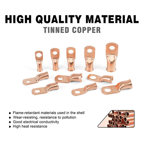 20pcs 1/0 Awg - 3/8" Sanuke Wire Lugs Ring Terminal Connectors Ends Heavy Duty for Battery Cable Lug Wire Electrical Eyelets with 3:1 Dual Wall Ad...
