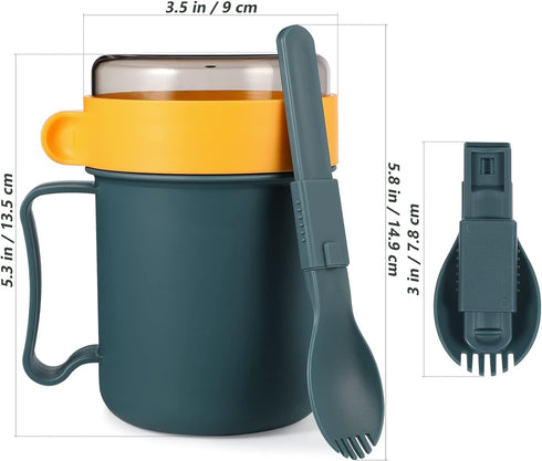 Microwavable Soup Cup With Lid: Soup Mug Soup Bowl Soup To- Go Container Cereal Cup With Cover And Scoop for Soups, Noodles, Hot Cereal And More...