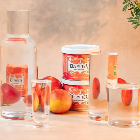 Kusmi Tea - AquaSummer - Organic Blend of Hibiscus, Apple, Apricot & Peach - Caffeine Free Herbal Tea - Enjoy Hot or Iced - Loose Leaf Tea - Tin B...