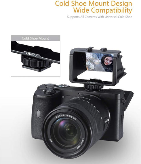 UURig Vlog Selfie Flip Screen for Mirrorless Camera for Sony A7R3 A7III A7II A6000/A6300/A6500 Cold Shoe Bracket Microphone Mount for Fujifilm XT3...