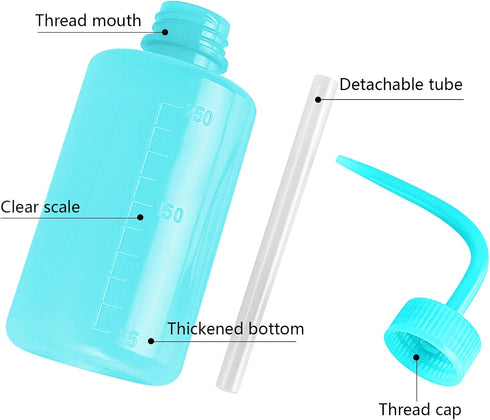 Wash Bottle 2pcs 250ml/8oz Safety Bottles Watering Tools, Economy Plastic Squeeze Washing Cleaning Bottle with Narrow Mouth Scale Labels for Medic...