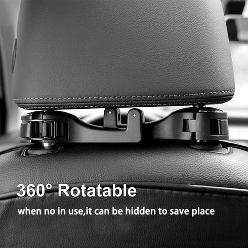 2 Pack 360° Rotation Car Headrest Hook with Phone Holder, Backseat Car Organizer, 2 in 1 Car Vehicle Back Seat Headrest Mobile Phone Holder Hanger...