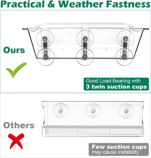Clear Bird Bath Bird Feeder for Outside Window Glass, Transparent Birdbath with Strong Suction Cups for Viewing, bird watching gifts for Elderly P...