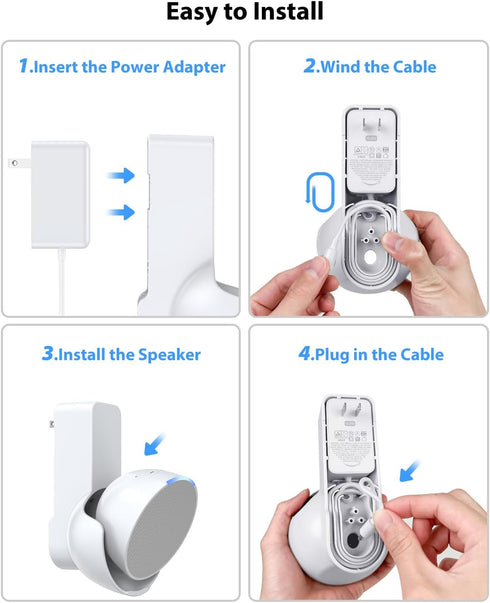 Maxonar Wall Mount for Ech0 P0p, Ech0 pop Wall Mount Speaker Stand Holder No Screws and Drill Needed Cable Hidden Storage - White...