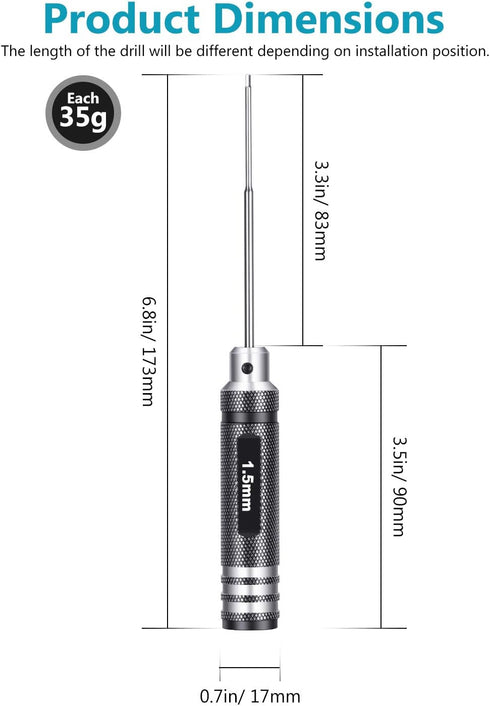 Neewer Lightweight Titanium Nitride Coating Hex Driver Wrench 4 Piece Set, Hex Screw driver Tools Kit Set for RC Helicopter (1.5mm/2mm/2.5mm/3.0mm...
