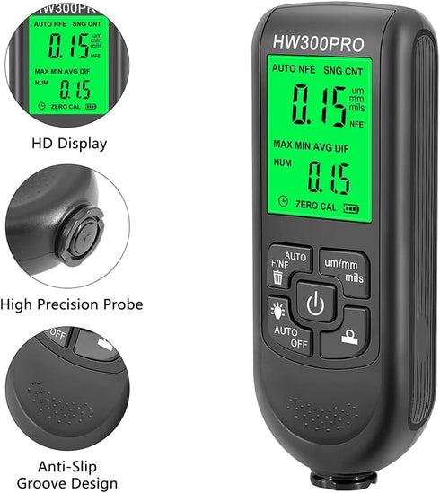 Paint Thickness Gauge, Digital Meter Probe Paint Thickness Gauge Zero Calibration Digital Display Car Coating LCD(Black)...