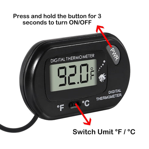 2Pcs Aquarium Thermometer Fish Tank Thermometer Reptile Thermometer Terrarium Water Temperature Test Digital Thermometer with LCD Display Fahrenhe...