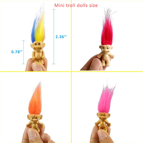 Lucky Mini Troll Dolls PVC Vintage Action Figures Cake Toppers Chromatic Adorable Cute Little Guys Collection, School Project, Arts Crafts, Party ...