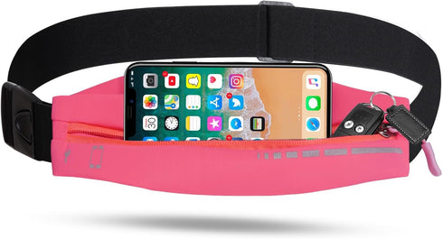 Slim Running Belt for Women Men Water Resiatant Runners Fanny Pack Adjustable Waist Pouch Reflective Phone holder Running Gear Accessories for Spo...
