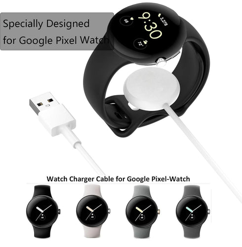 USB Watch Charger Cable for Google Pixel-Watch, Magnetic Replacement Charging Cable Cord Stand for Google Pixel Smartwatch, White, 3.3FT......