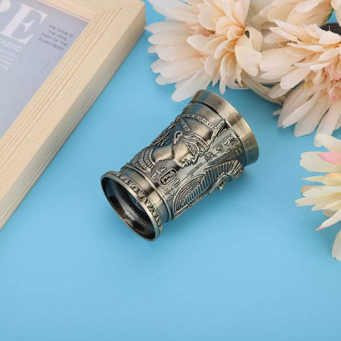 Metal Shot Glasses Vintage Wine Cup with Green Bronze Body Zinc alloy Insert for Home Ornaments KTV Wine Set...