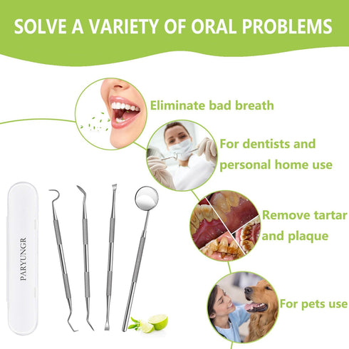 Dental Tools, Professional Teeth Cleaning Oral Care Hygiene Kit, Stainless Steel Dental Pick Tooth Scraper Tartar Plaque Remover for Dentist, Pers...