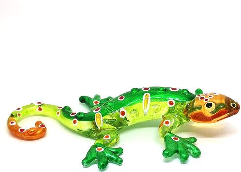 ZOOCRAFT Glass Gecko Figurine Green Miniature Hand Blown Lampwork Animal Statue D?cor...