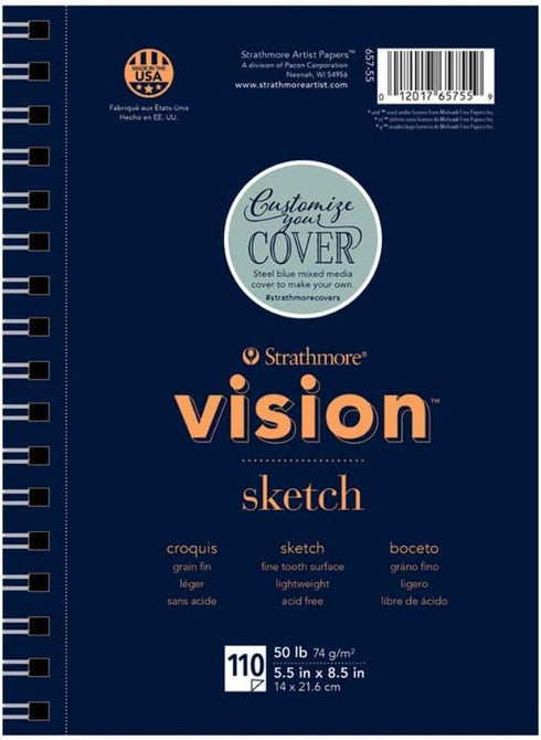 Strathmore Vision Series Sketch Pad, 5.5x8.5 inch, 110 Sheets - Artist Sketchbook for Drawing, Illustration, Art Class Students...