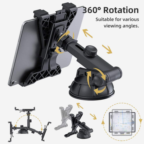 Tablet Holder Car Mount for Apple iPad Samsung Galaxy Tab All 6"-11" Tablets, Cars Air Vent with Dashboard Windshield Strong Suction Cup Mount 360...