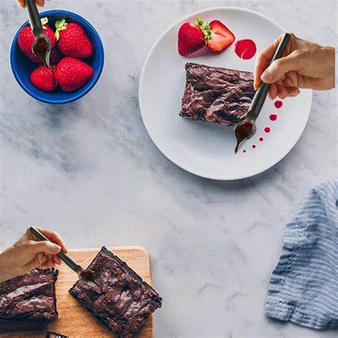 2 Pieces Precision Cooking Drawing Decoration Spoon Sauce Painting Spoon Chocolate Drawing Spoon Decorative Plate Coffee Cake Dessert for Cooking ...