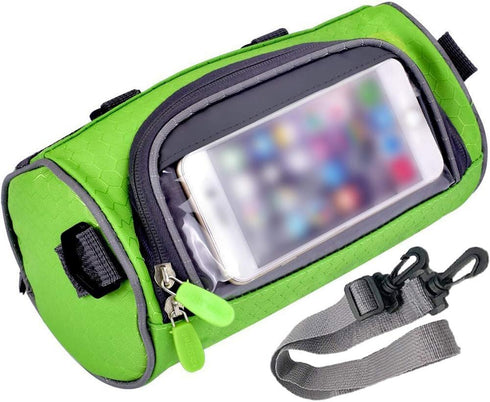 Waterproof Bicycle Handlebar Bag with Transparent Pouch and Adjustable Strap High-capacity Cycling Front Pack (Green)...