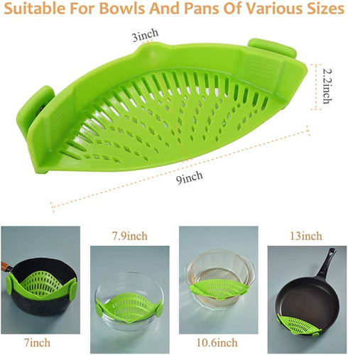 YEVIOR Clip on Strainer for All Pots Pan Pasta,Silicone Food Strainer Hands-Free Pan Strainer, Clip on Kitchen Gadgets Food Strainer for Spaghetti...