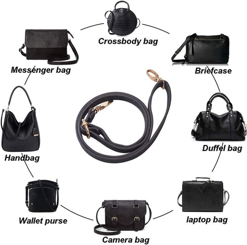 PandaHall DIY PU Leather Bag Knitting Set, Leather Bottom/26' Shoulder Strap/Bag Twist Lock/Flap Cover/Buckles for Crochet Handbag Tote, Black (7 ...